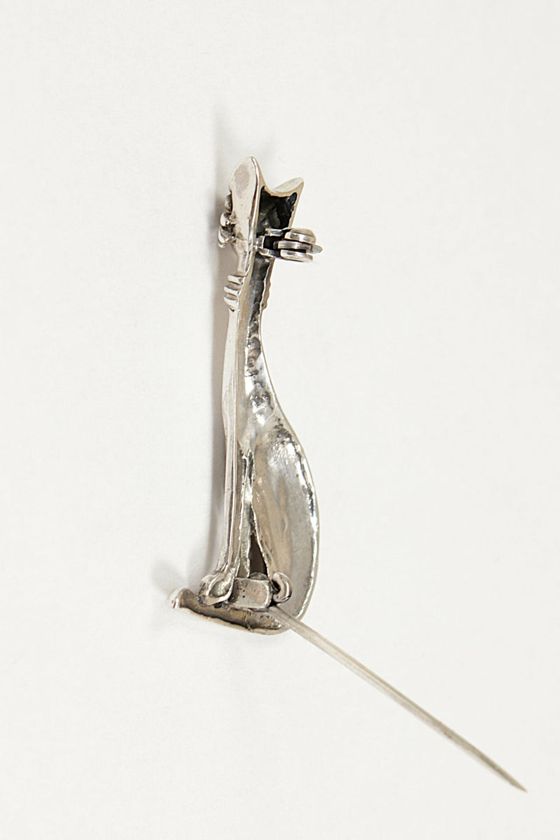 Silver Siamese Cat Brooch