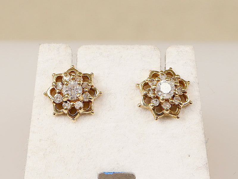 9ct Gold & Diamond Cluster Earring Studs