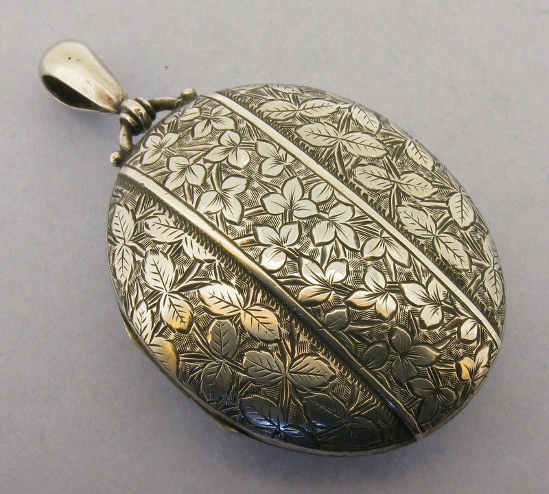 Victorian Solid Sterling Silver Picture Oval Locket Pendant Bir 1881