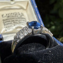 Platinum Sapphire and Diamond Pavé Ring, 1.14ct Oval Sapphire, Pt900