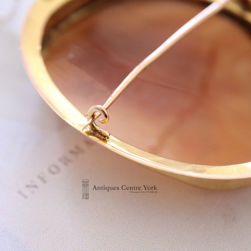 Victorian 9ct Gold George & The Dragon Shell Cameo Brooch