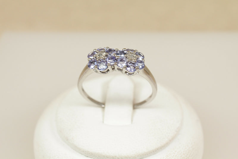 Silver, Blue Iolite & Diamond ‘Daisy’ Duo Ring