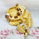 Vintage Large Gold Tone Rose Brooch