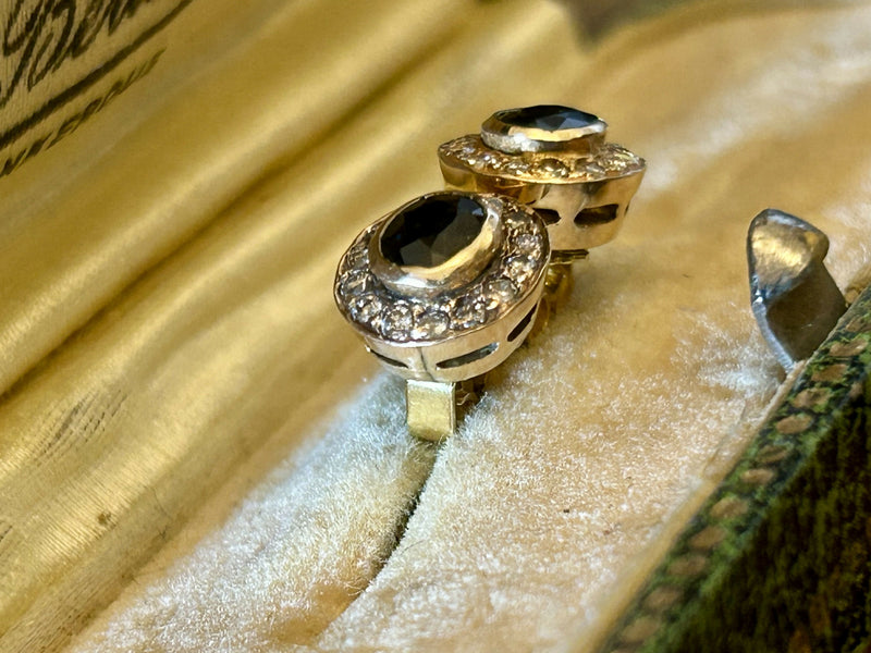 Hallmarked 18ct Gold Burmese Sapphire & Diamond Halo Earrings