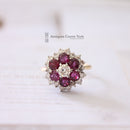 Vintage 18ct Ruby & Diamond Cluster Ring