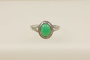 Vintage Silver & Chrysoprase Cabochon Ring