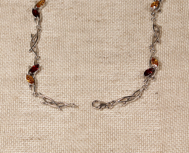 Silver Garnet and Citrine Necklace