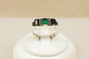 Silver Onyx & Chalcedony Art Deco Style Ring
