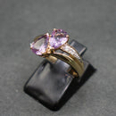 9ct gold amethyst and white topaz crossover ring