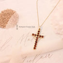 Vintage 9ct Garnet Cross & Chain