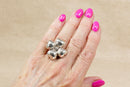 Large Sterling Silver Four-Leaf Flower Statement Ring