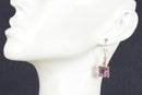 10ct Gold Amethyst Square Earrings