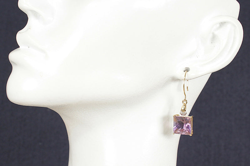 10ct Gold Amethyst Square Earrings