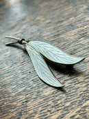Modern Mid Century Norwegian Ivar T Holmsen Sterling Silver White Enamel Leaf Brooch