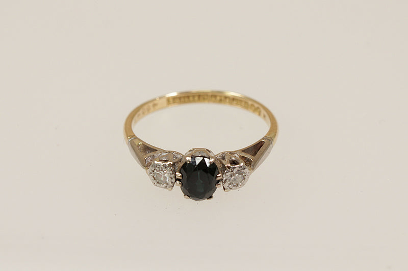 18ct Gold & Platinum Sapphire & Diamond Trilogy Ring