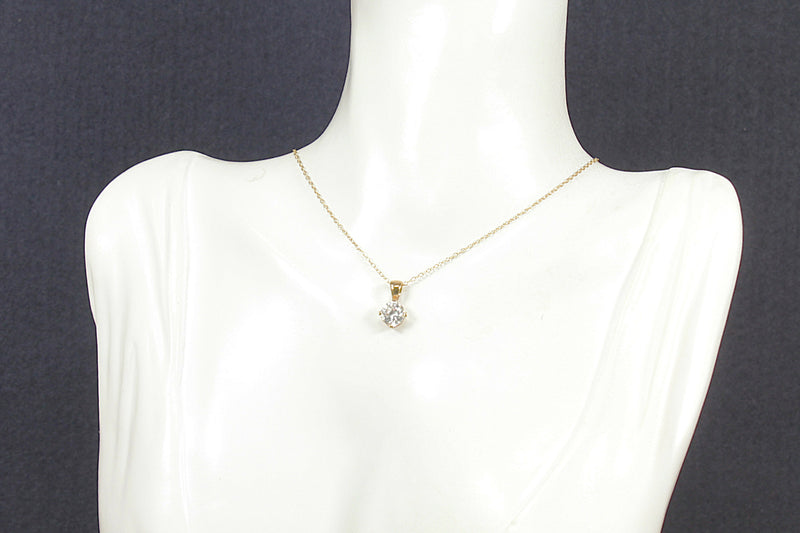 9ct Gold & Crystal Pendant, Chain & Earring Set