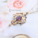 Art Nouveau 9ct Amethyst, Pearl & Diamond Pendant
