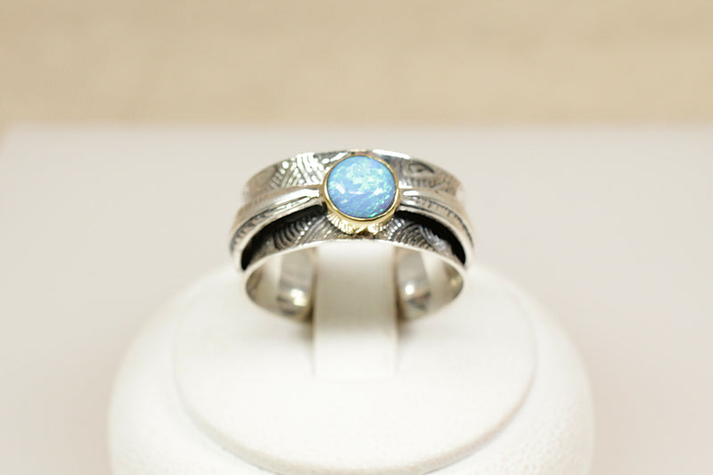 Silver & Opal Spinner Ring