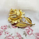 Vintage Large Gold Tone Rose Brooch
