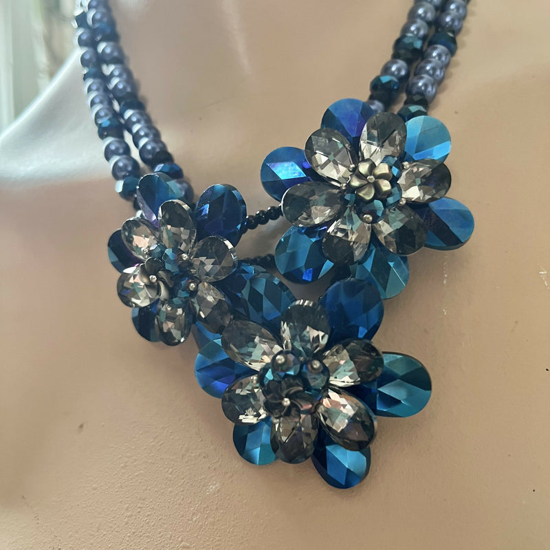 Butler and Wilson Necklace Dark Blue Signed Statement Piece