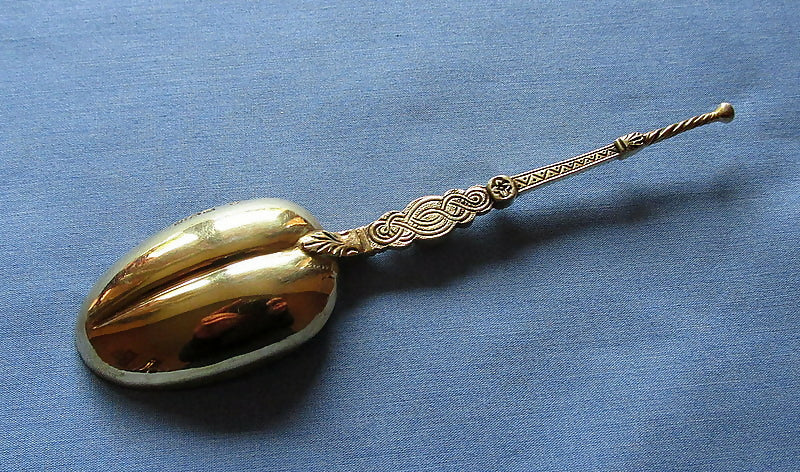Antique Silver Gilt Coronation Anointing Spoon London 1910 Wakeley & Wheeler
