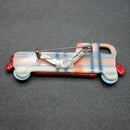 Lea Stein pink-maroon limousine brooch