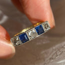 18ct Art Deco Sapphire Old Cut Diamond Five Stone