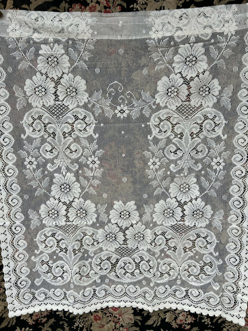 Victorian cottage Style Cream Cotton Lace Curtain Panel Ready To Hang 35”/40”