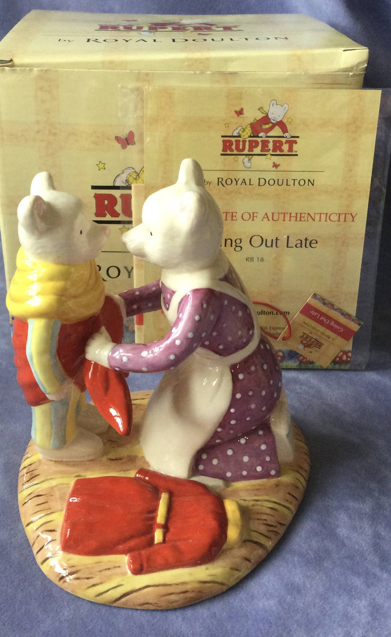 Royal Doulton Rupert The Bear Going Out Late Figure Royal Doulton going out late figure