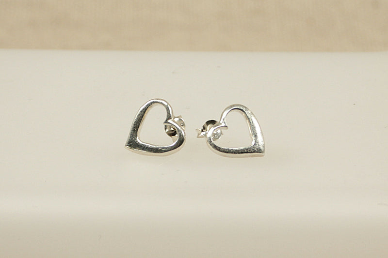 Silver Heart Ear Studs