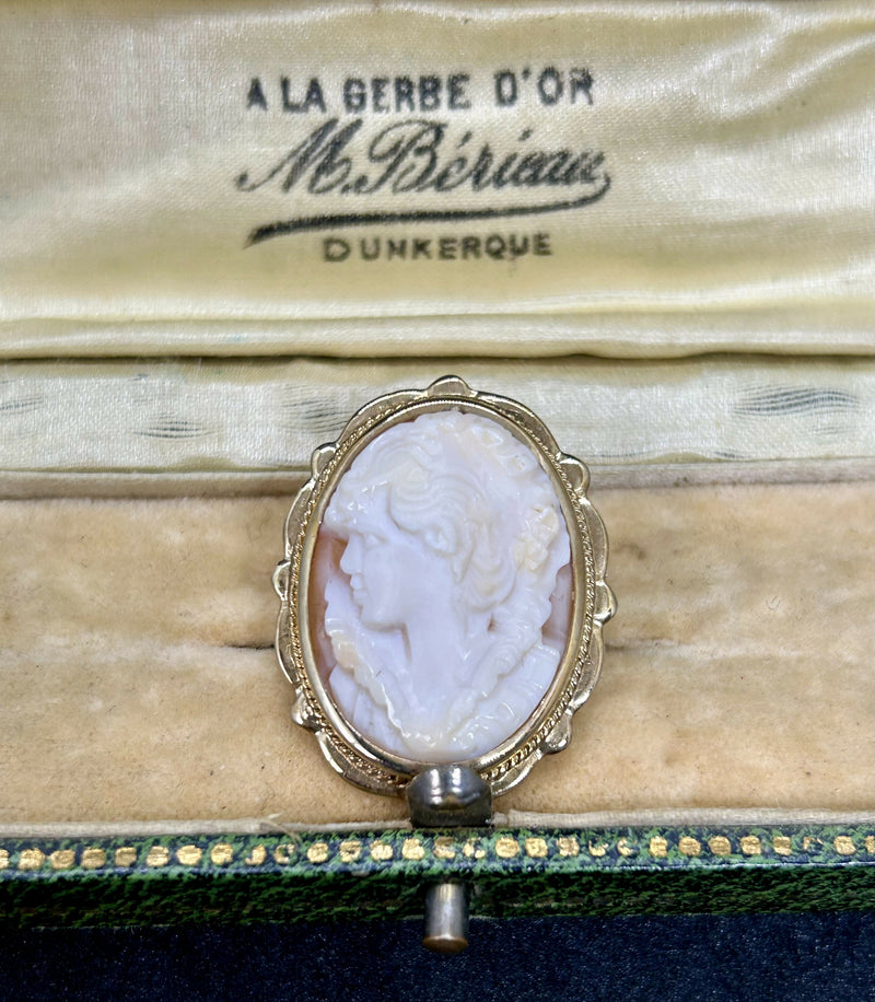 Hallmarked 9ct Yellow Gold Shell Carved Cameo