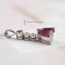 Handmade 18ct White Gold Pink Tourmaline & Diamond Pendant