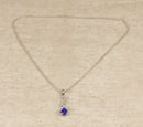 Italian Silver Lapis Lazuli & White Quartz Pendant & Chain