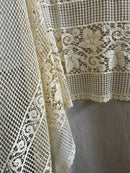 Beautiful Period Arts & Crafts biscuit tea colour cotton lace panel 84”/35”