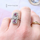 Art Deco Platinum Pink Sapphire & Diamond Ring