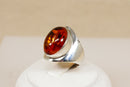 Elegant Sterling Silver & Baltic Amber Statement Ring