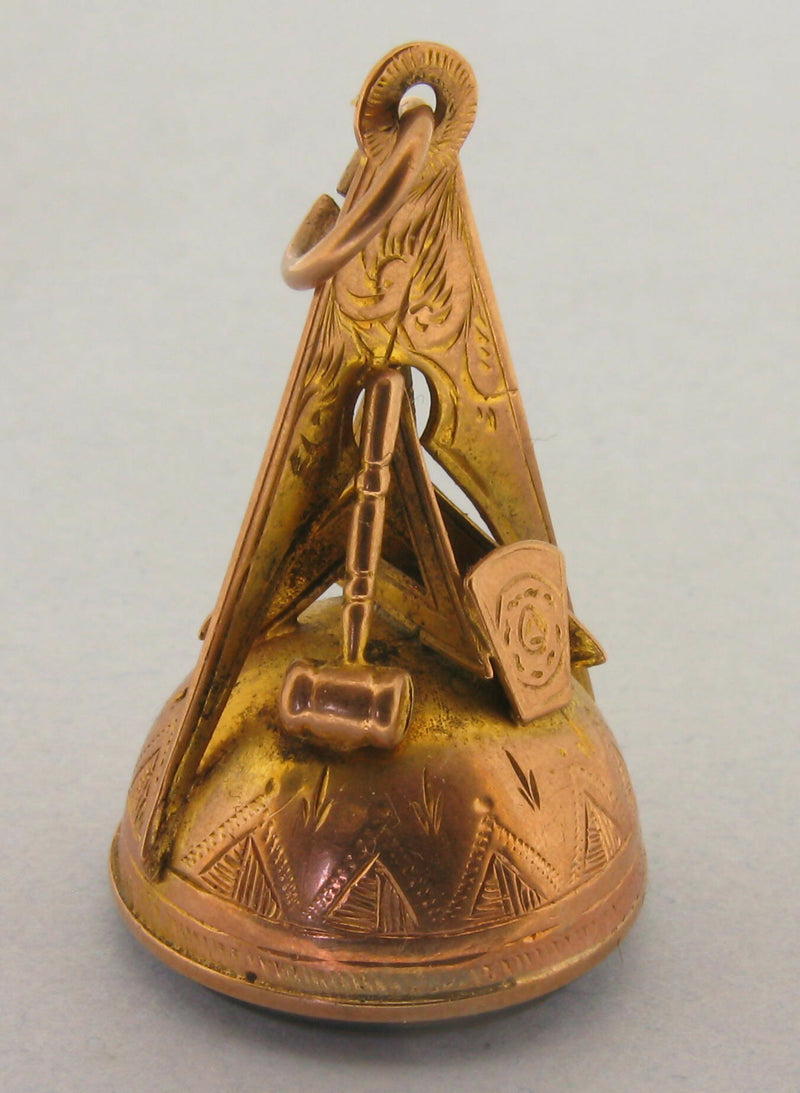 Antique Masonic Carved Chalcedony 9ct Gold Seal Fob Chester 1919