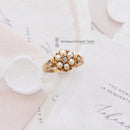 Victorian 15ct Gold, Natural Split Pearl & Rose-Cut Diamond Cluster Ring