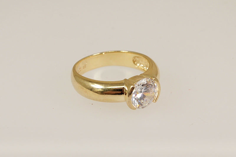 A Bold Silver Gilt & CZ Ring