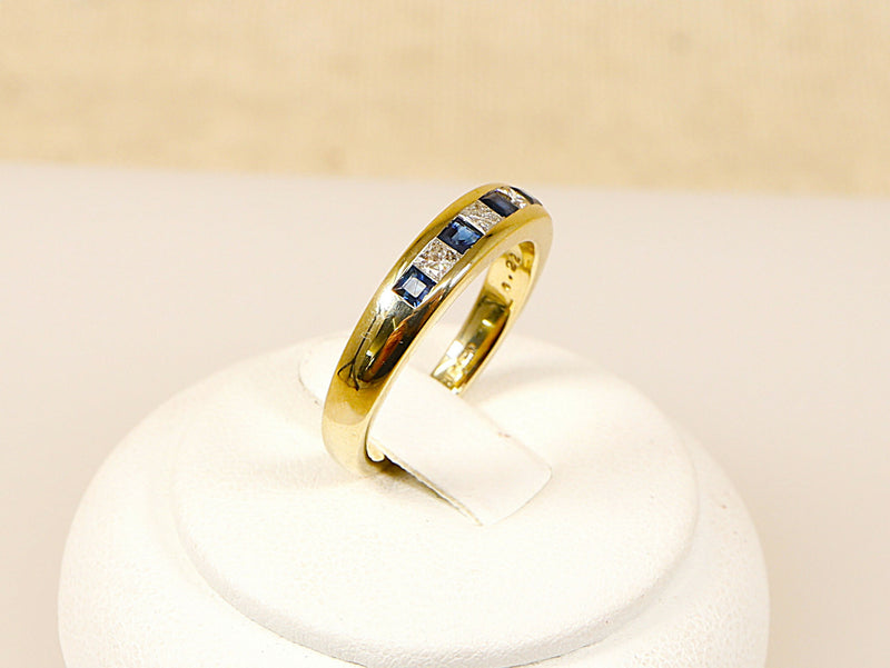 9ct Gold Sapphire & Diamond Band Ring