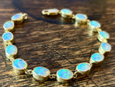 Hallmarked 9ct Gold 5.95 Grams 14 Oval Cut Australian Fire Opal Bracelet