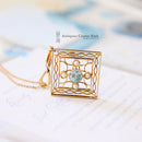 Edwardian 15ct Aquamarine & Pearl Square Pendant