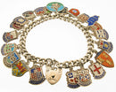 Vintage 1960s Silver Shield Souvenir Travel Charm Bracelet 22 Charms 46 grams