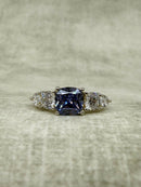 Vintage 925 Silver Lavender and White CZ Five Stone Ring