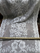 Victorianna white 24" wide white cotton lace off the roll per metre