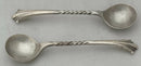 George V Cased Pair of Octagonal Silver Salts & Spoons. Birmingham 1918, S W Smith & Co. 3.6 troy ounces.