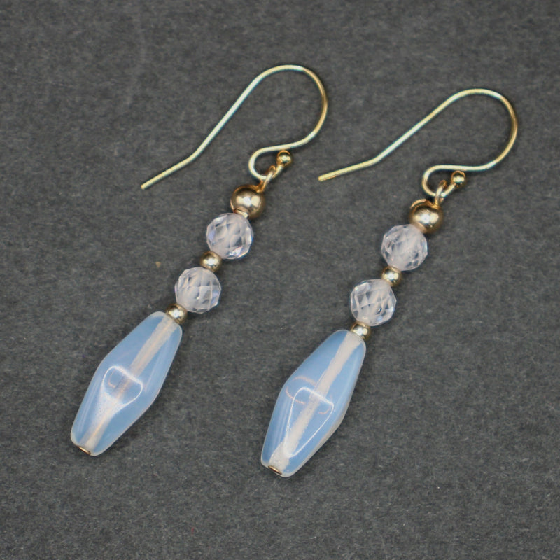Bridget: Aaa white translucent crystals and cz faceted stone earrings