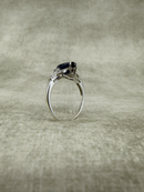 Vintage Silver Natural Sapphire and White Topaz Art Deco Style Ring
