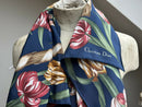 Vintage Christian Dior Silk Tulip Print Scarf with Gift Envelope New Old Stock
