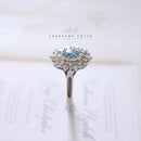 18ct White Gold Blue Topaz & Diamond Cluster Ring